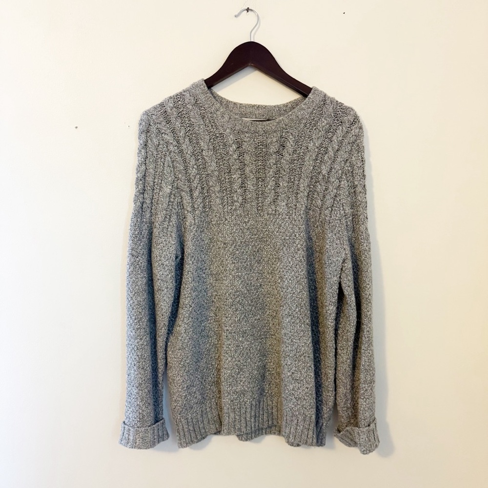 Goodfellow & Co men's grey cable knit crewneck sweater
